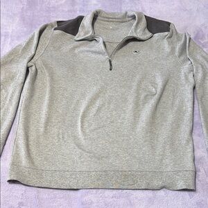 Vineyard Vines Gray Zip Up Sweater Classic Knit Design